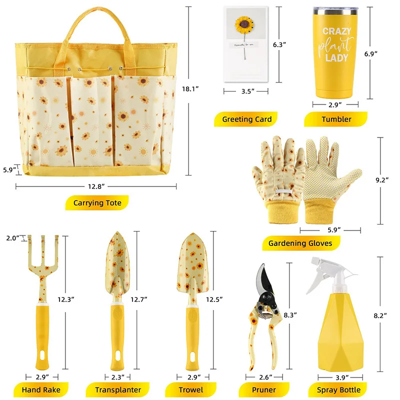 Gardening Tools Gift Set - 耐久性のあるガーデンツールセット レディース向けキュートな園芸ギフト ガーデンツールキット 精巧なプリント入り 手動ガーデンツール