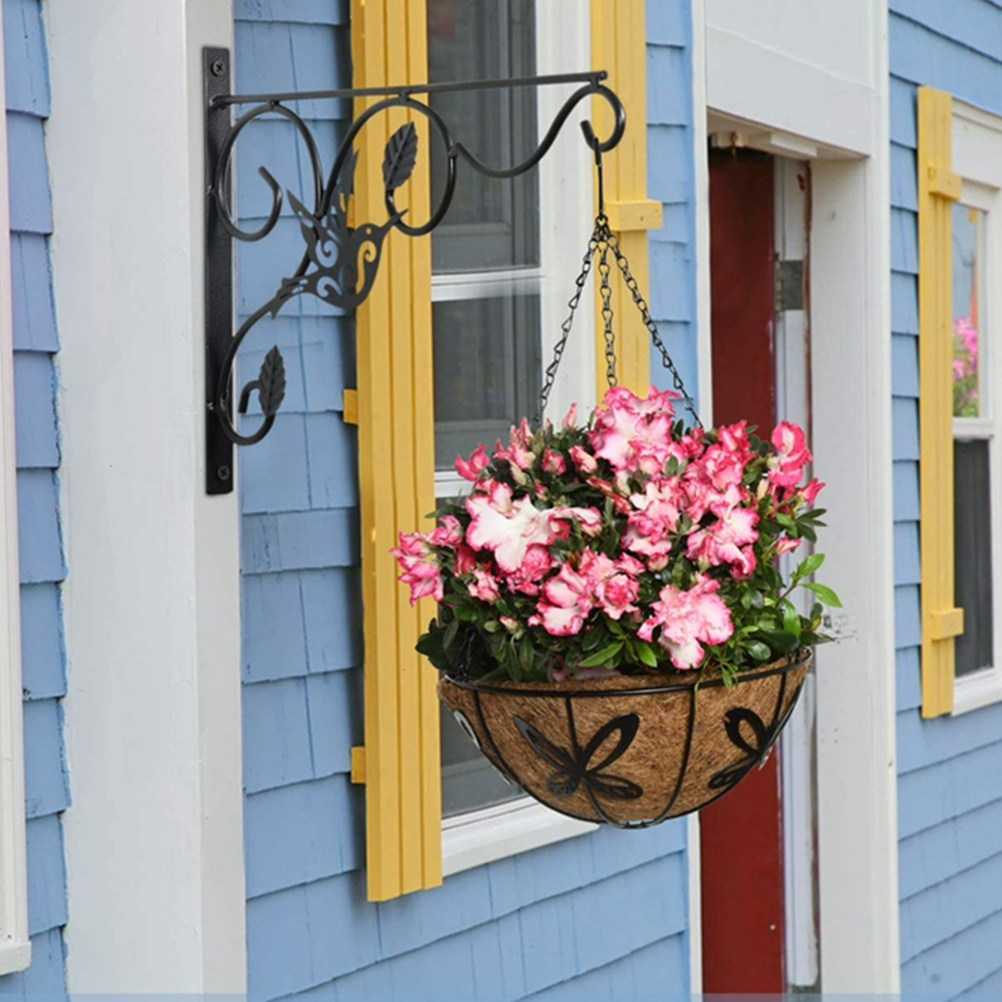 Hanging Planter Basket - 2個入り ミニマリスト アイアン製 壁掛けブラケットフック プランター、植木鉢、バスケット、ランタン、風鈴、鳥の餌箱、庭、家に最適
