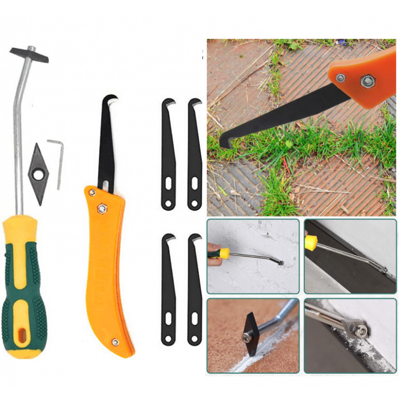Gardening Tools Gift Set - 除草フックとグラウトツールの8セット、庭の雑草クリーニングツール、多機能キット、タイル、床の隙間、中庭の小道のクリーニングツール