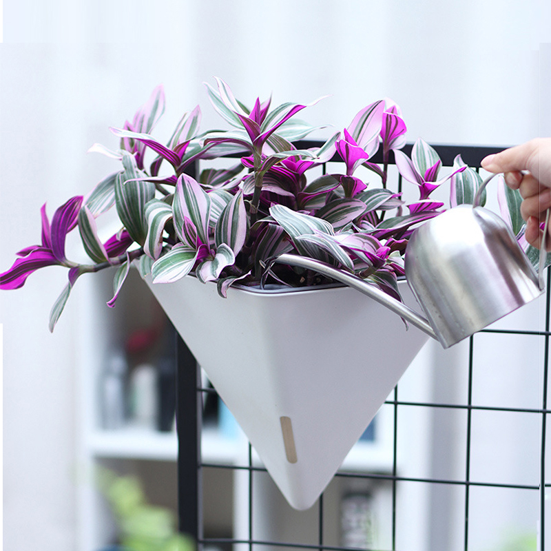 Hanging Planter Basket - ファッション三角形壁掛け植木鉢、自動給水式吊り下げプランター、植物用、怠け者向け植木鉢、オフィス、家庭、庭園用品