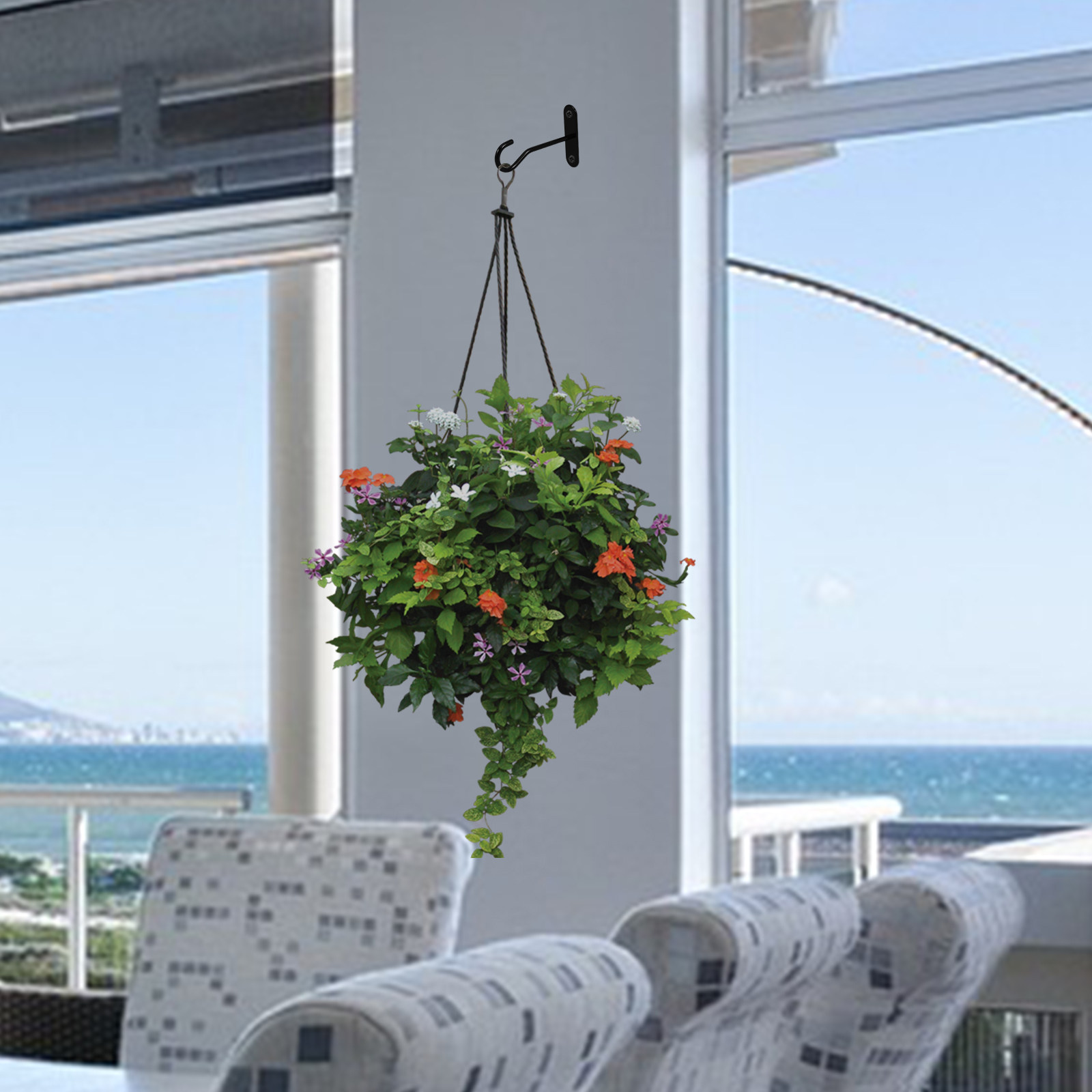 Hanging Planter Basket - 2セットの天井用フック、植物を吊るすための屋内外用プラントホルダー、壁掛けフック、プランターハンガー、フラワーバスケット、風鈴