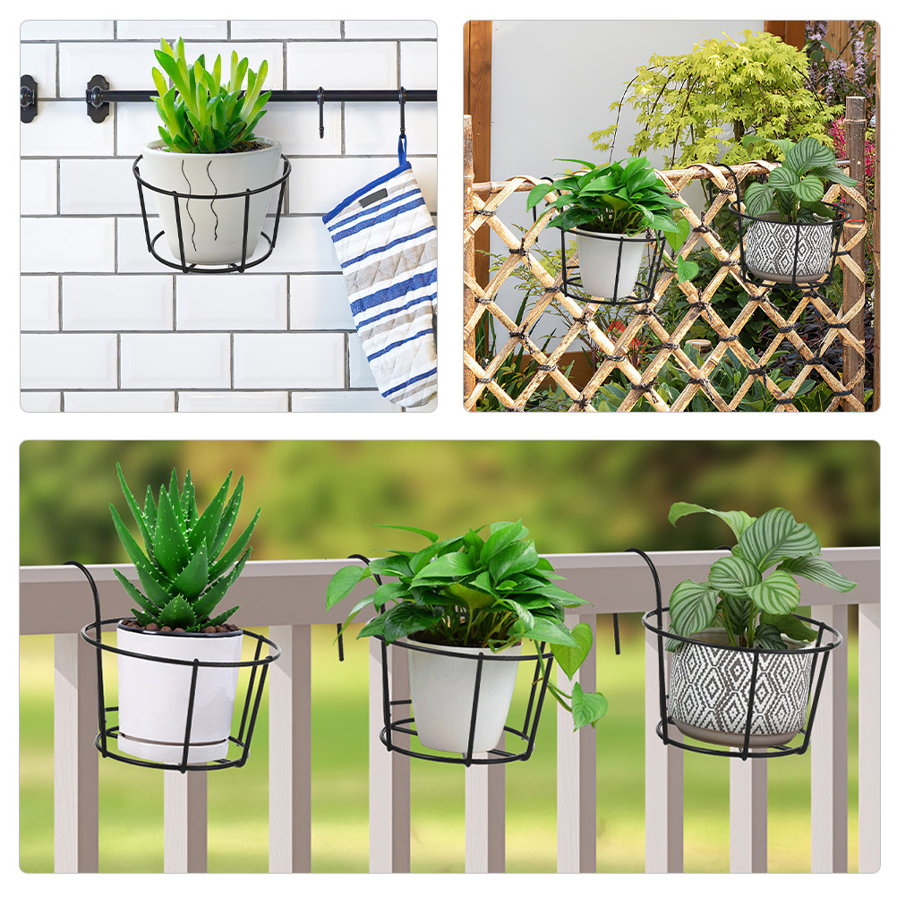 4個入り 鉄製吊り下げ式植木鉢ラック 丸型プランターバスケッ - Hanging Planter Basket のレビューと価格