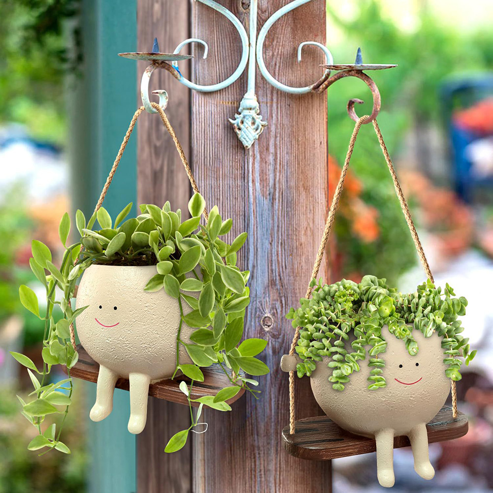 植物ハンガーバスケット 素敵なスイングフェイスプランターポッ - Hanging Planter Basket のレビューと価格