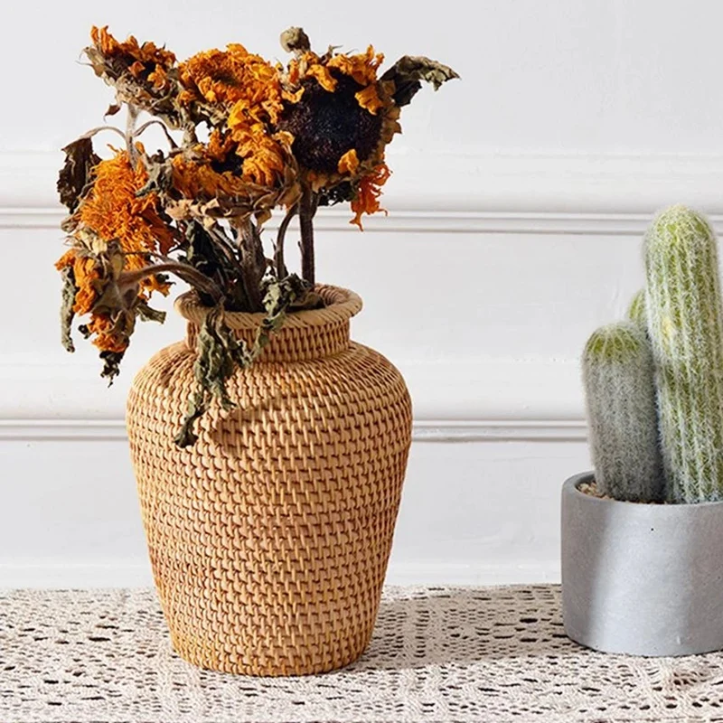 籐バスケット籐吊り植木鉢植木鉢花収納バスケット籐花瓶素朴な織 - Hanging Planter Basket のレビューと価格