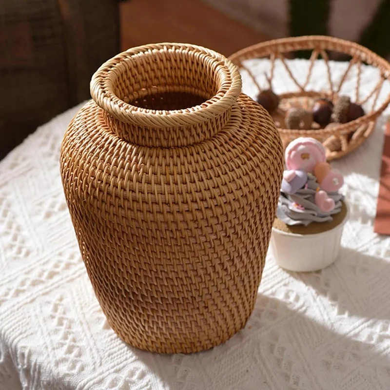 籐バスケット籐吊り植木鉢植木鉢花収納バスケット籐花瓶素朴な織 - Hanging Planter Basket のレビューと価格
