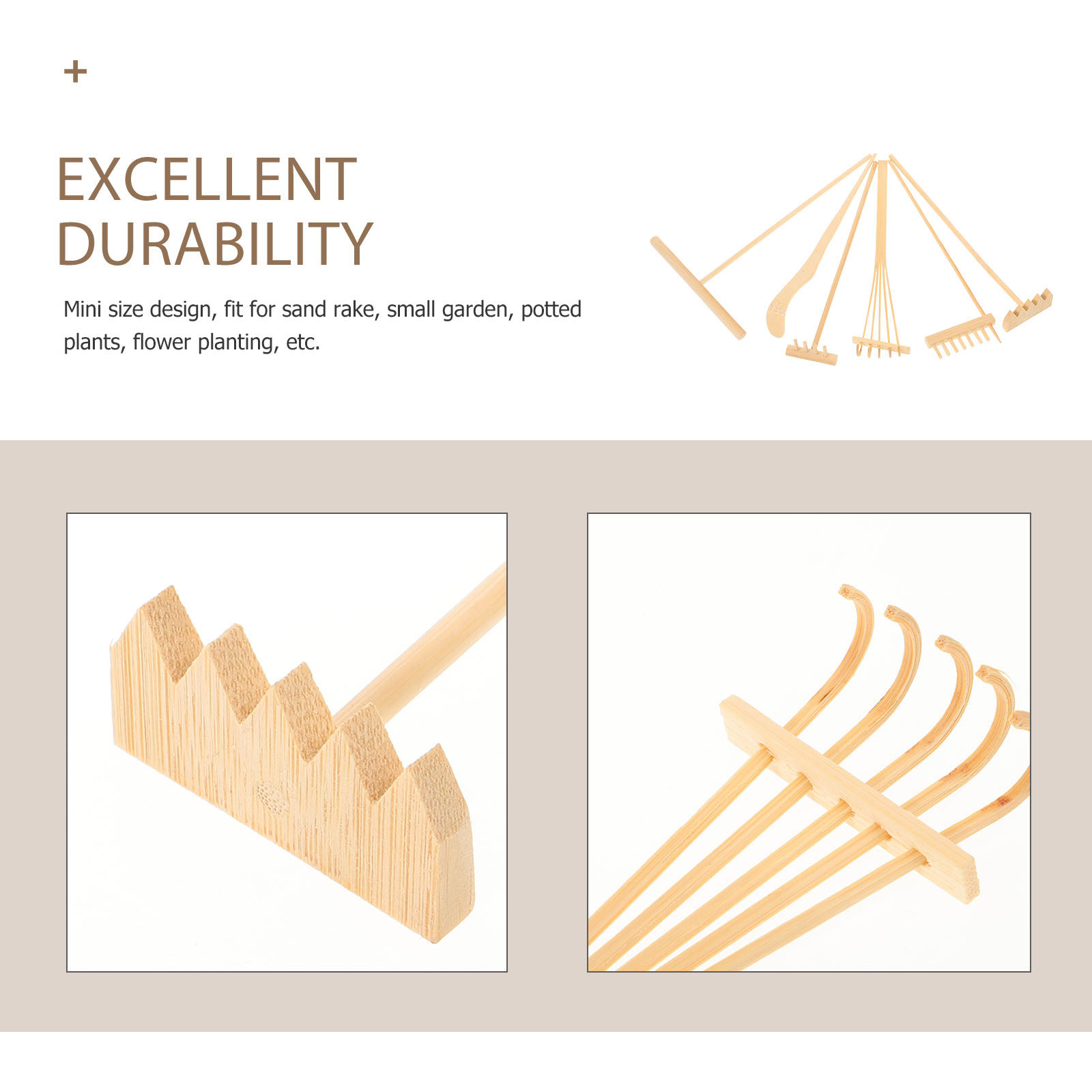 竹製熊手茶器セット、砂押しペン、ミニ盆栽園芸ツール、小型庭園 - Gardening Tools Drawing のレビューと価格