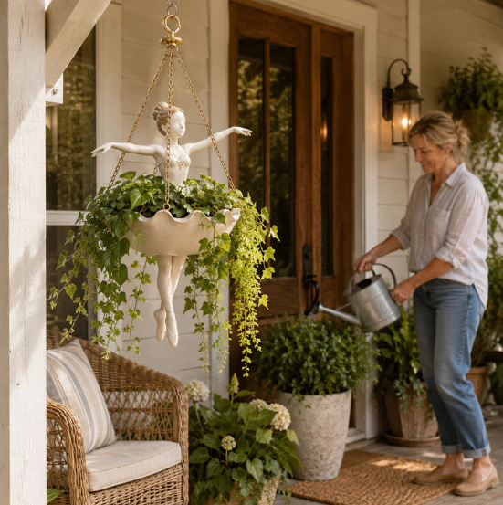 新しいバレエダンサーの形をした吊り下げ式プランター、樹脂製フ - Hanging Planter Basket のレビューと価格