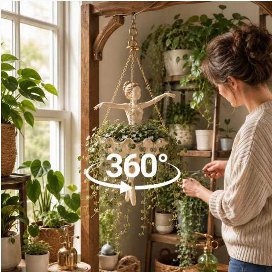 新しいバレエダンサーの形をした吊り下げ式プランター、樹脂製フ - Hanging Planter Basket のレビューと価格