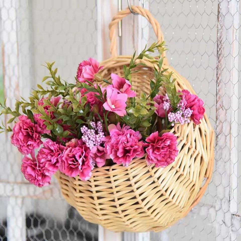 手作りの籐製フラワーポット、壁掛け式籐製バスケット、ガーデン - Hanging Planter Basket のレビューと価格