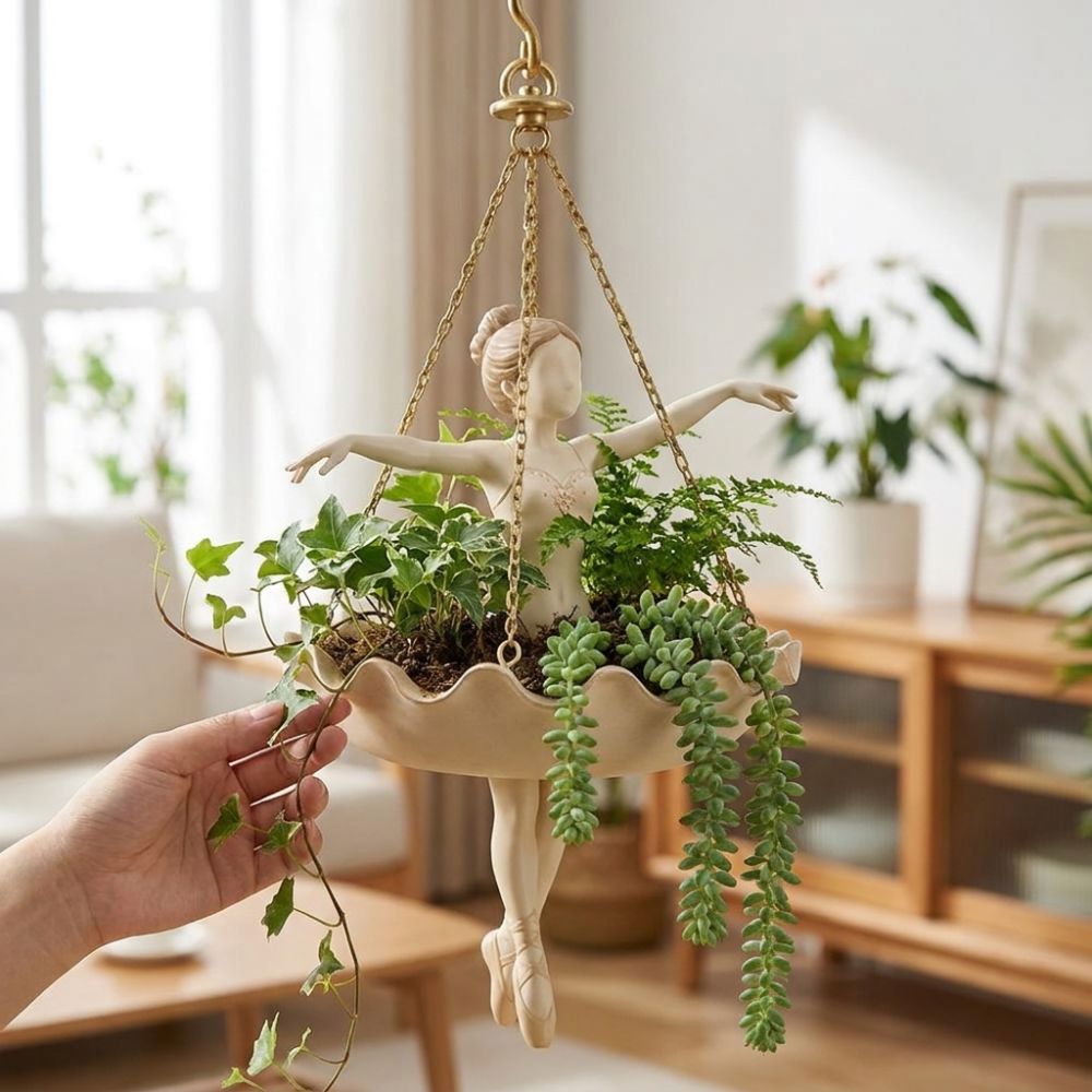 樹脂製バレエダンサー吊り下げプランター エレガントなバレリー - Hanging Planter Basket のレビューと価格