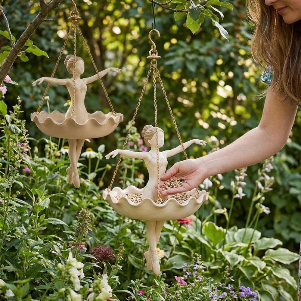 樹脂製バレエダンサーの吊り下げプランター、奇抜な手彫りの女の - Hanging Planter Basket のレビューと価格